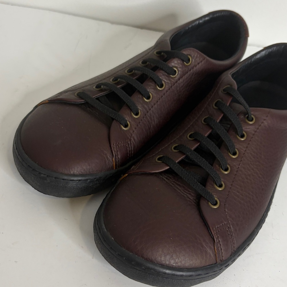 Men's Brown Leather Sneakers - Classic Casual Comfort - Picture 9 of 15